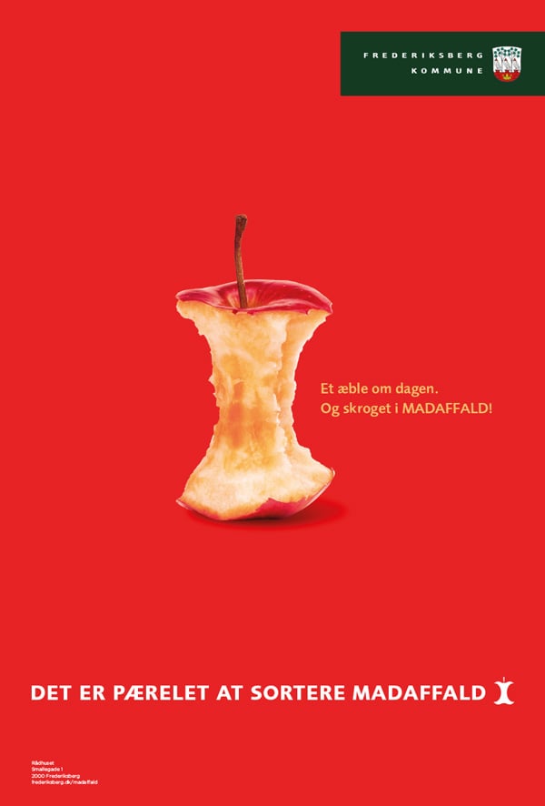 Madaffaldskampagne byskilt æbleskrog
