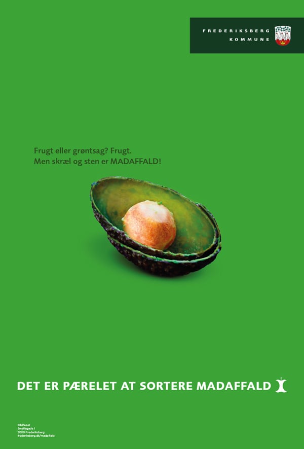 Madaffaldskampagne byskilt avocado