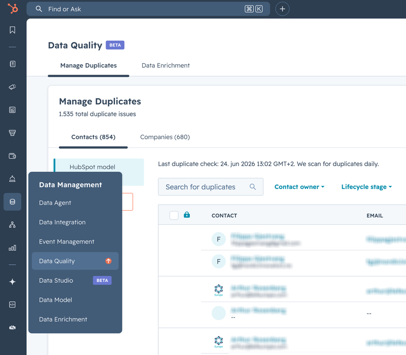 Datakvalitet og duplicate management