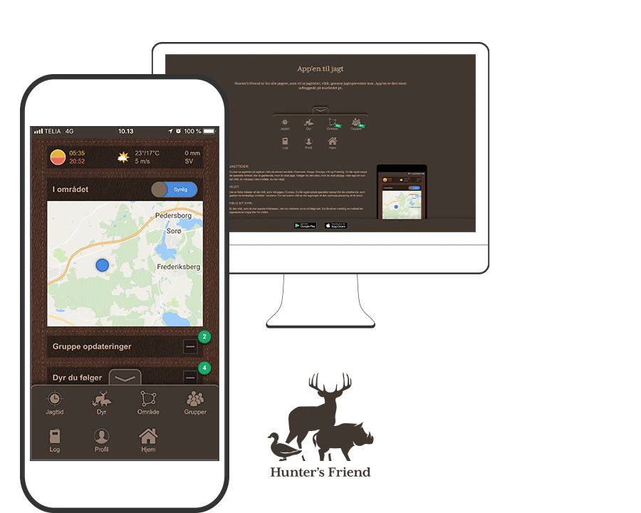 App design og UI til Hunters Friend