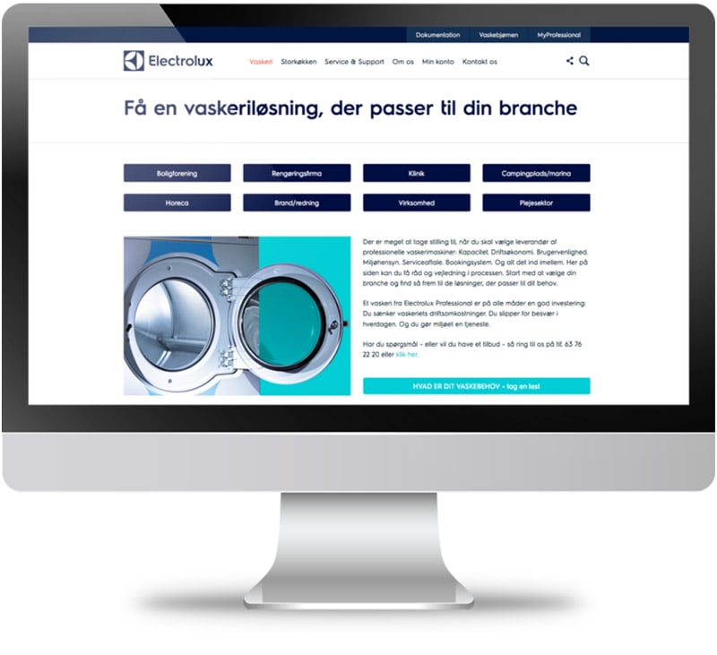 Electrolux Professional nyt website hjemmeside design