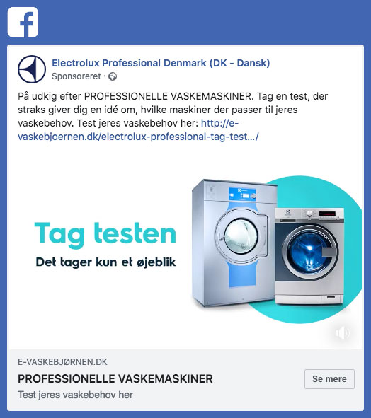 SoMe Marketing Electrolux Professional Facebook annonce
