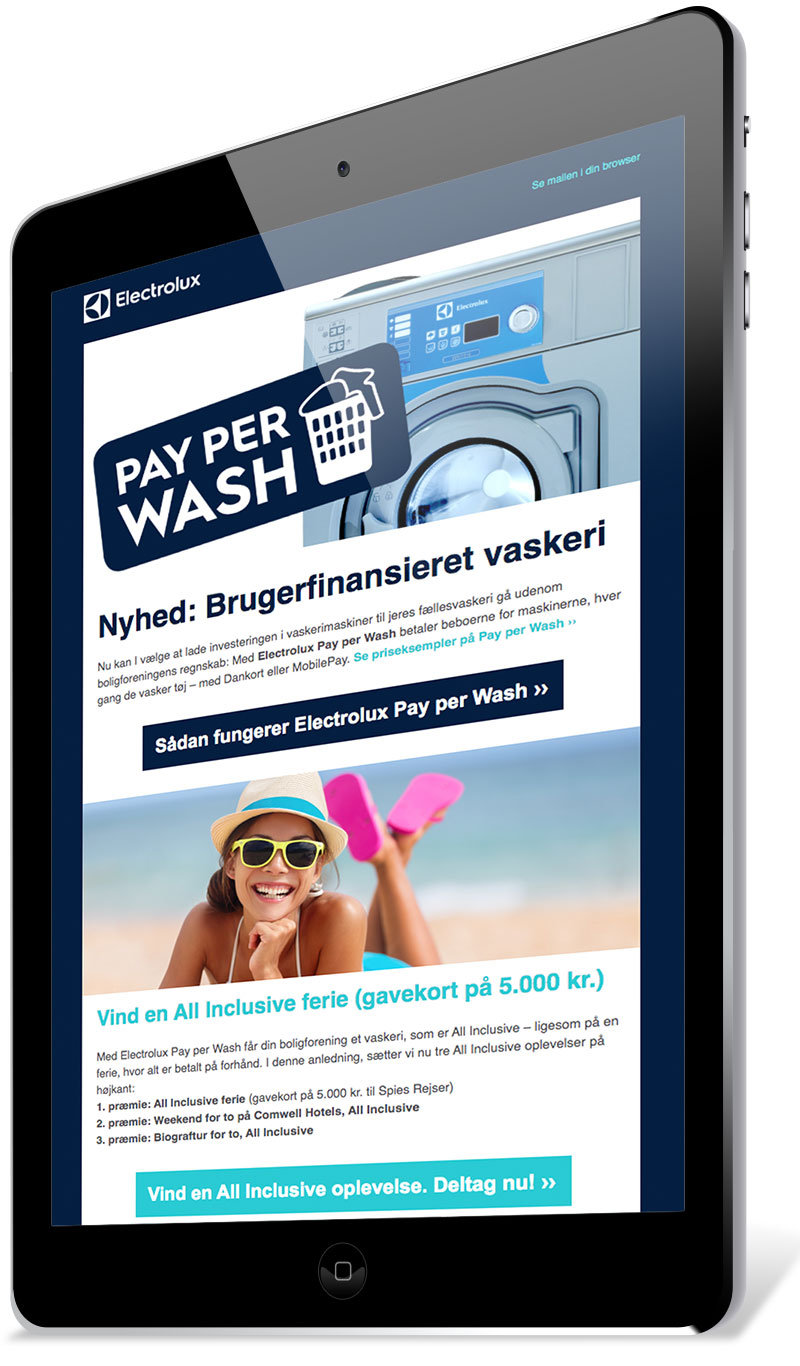 iPad med Electrolux Professional nyhedsmail